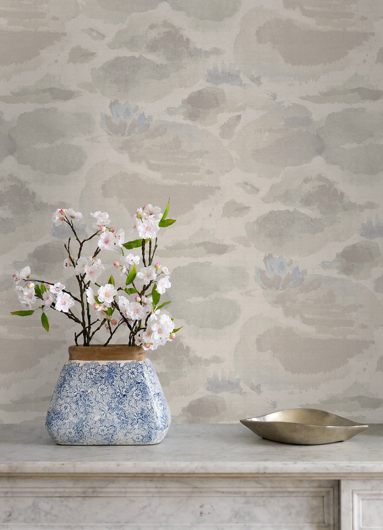 Water Lily Peel and Stick Wallpaper in a room setting