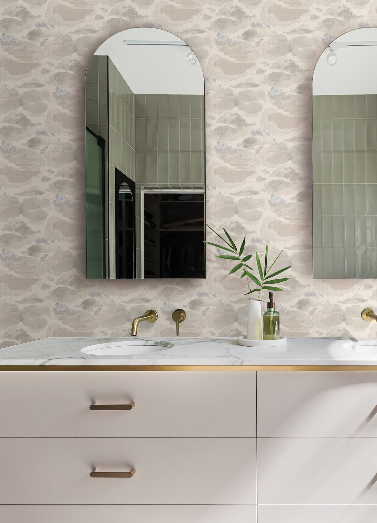 Water Lily Peel and Stick Wallpaper in a room setting