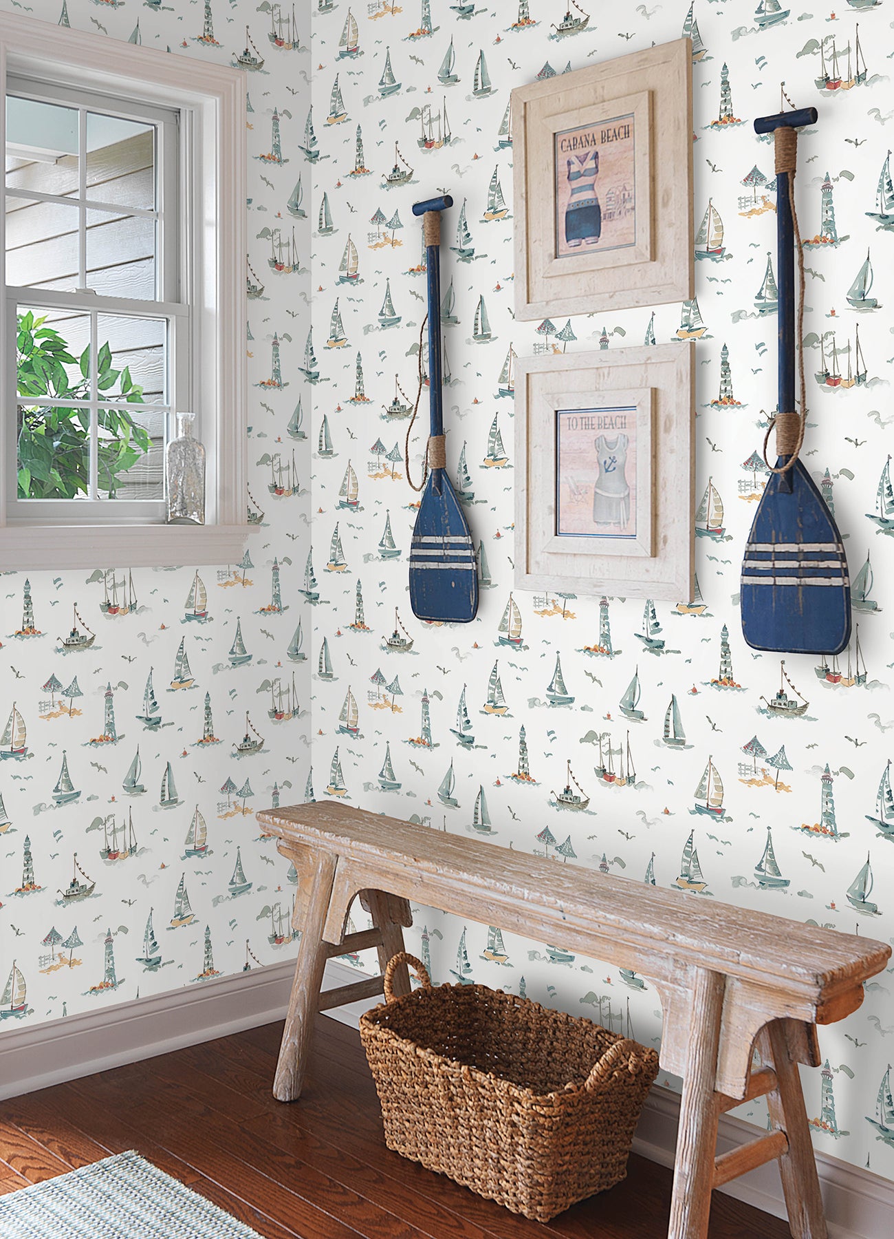 Set Sail P&S Wallpaper in a room setting