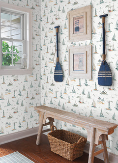 Set Sail P&S Wallpaper in a room setting