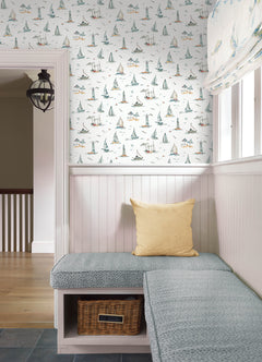 Set Sail P&S Wallpaper in a room setting