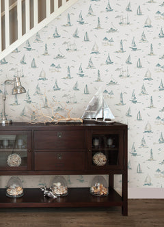 Set Sail P&S Wallpaper in a room setting