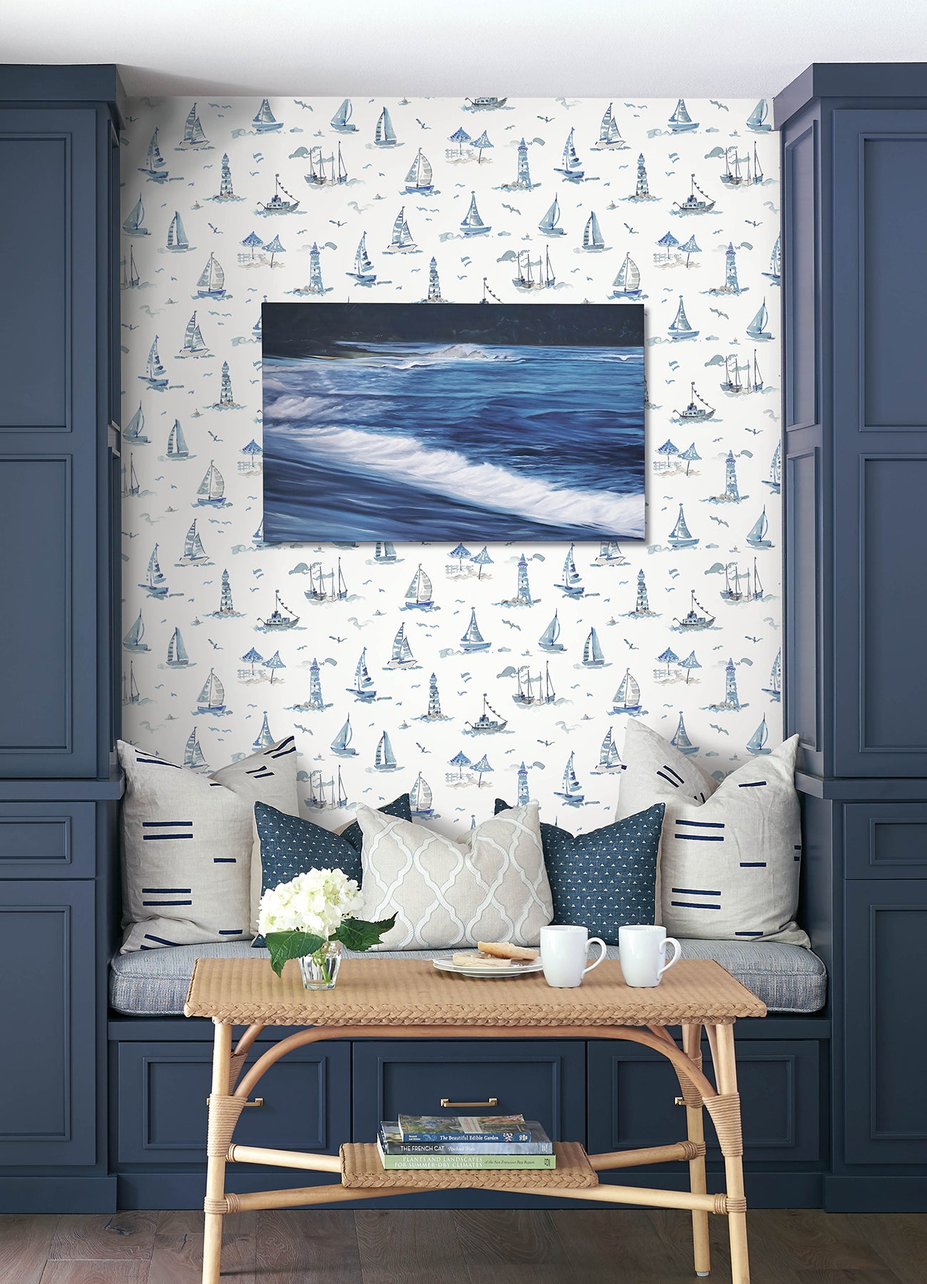 Set Sail P&S Wallpaper in a room setting