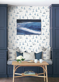 Set Sail P&S Wallpaper in a room setting