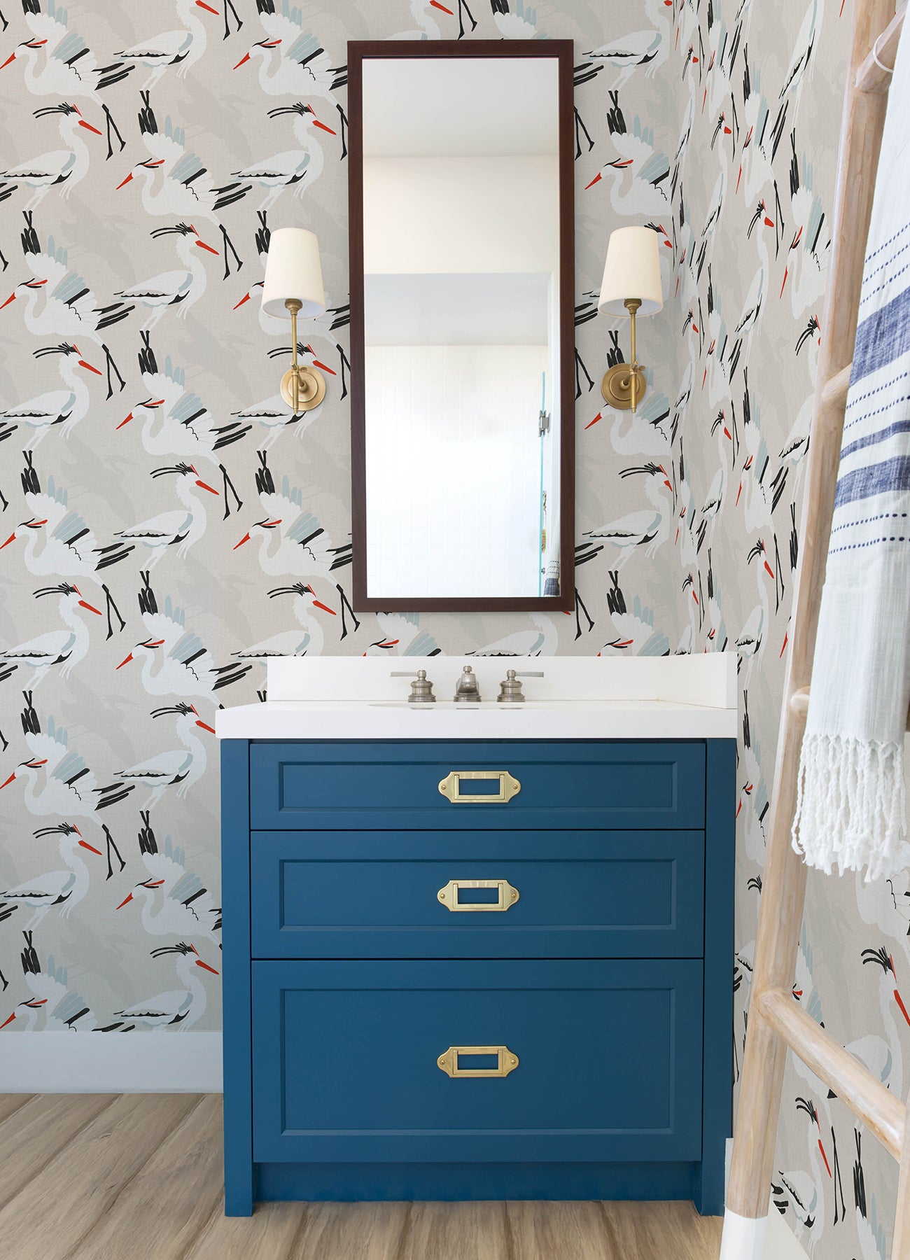 Coastal Wings P&S Wallpaper in a room setting