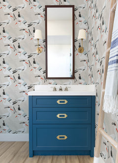 Coastal Wings P&S Wallpaper in a room setting