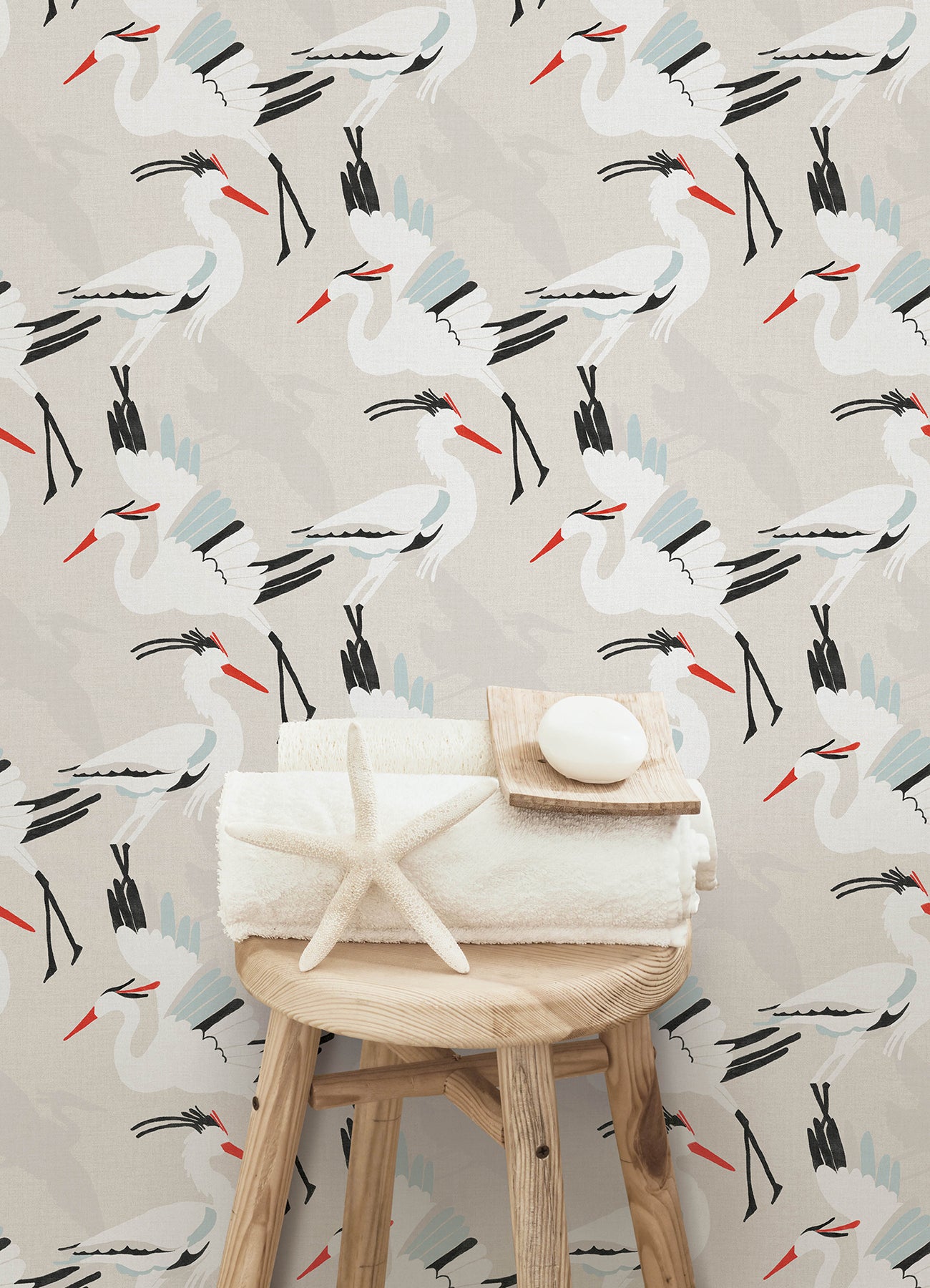 Coastal Wings P&S Wallpaper in a room setting