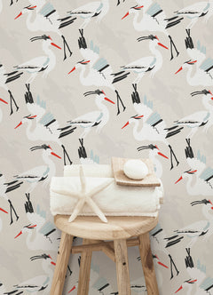 Coastal Wings P&S Wallpaper in a room setting