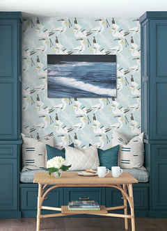 Coastal Wings P&S Wallpaper in a room setting