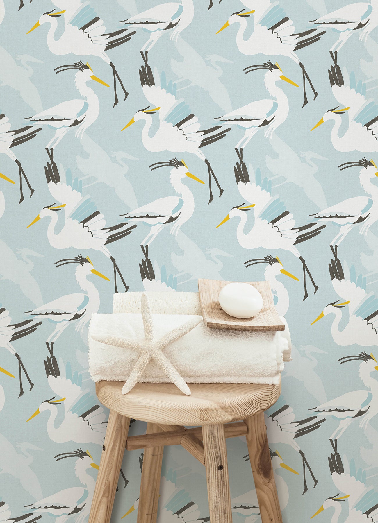 Coastal Wings P&S Wallpaper in a room setting
