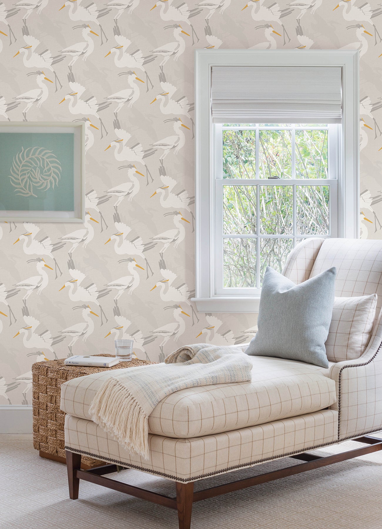 Coastal Wings P&S Wallpaper in a room setting
