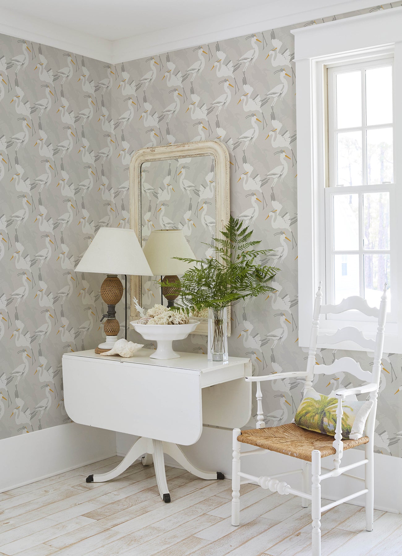 Coastal Wings P&S Wallpaper in a room setting
