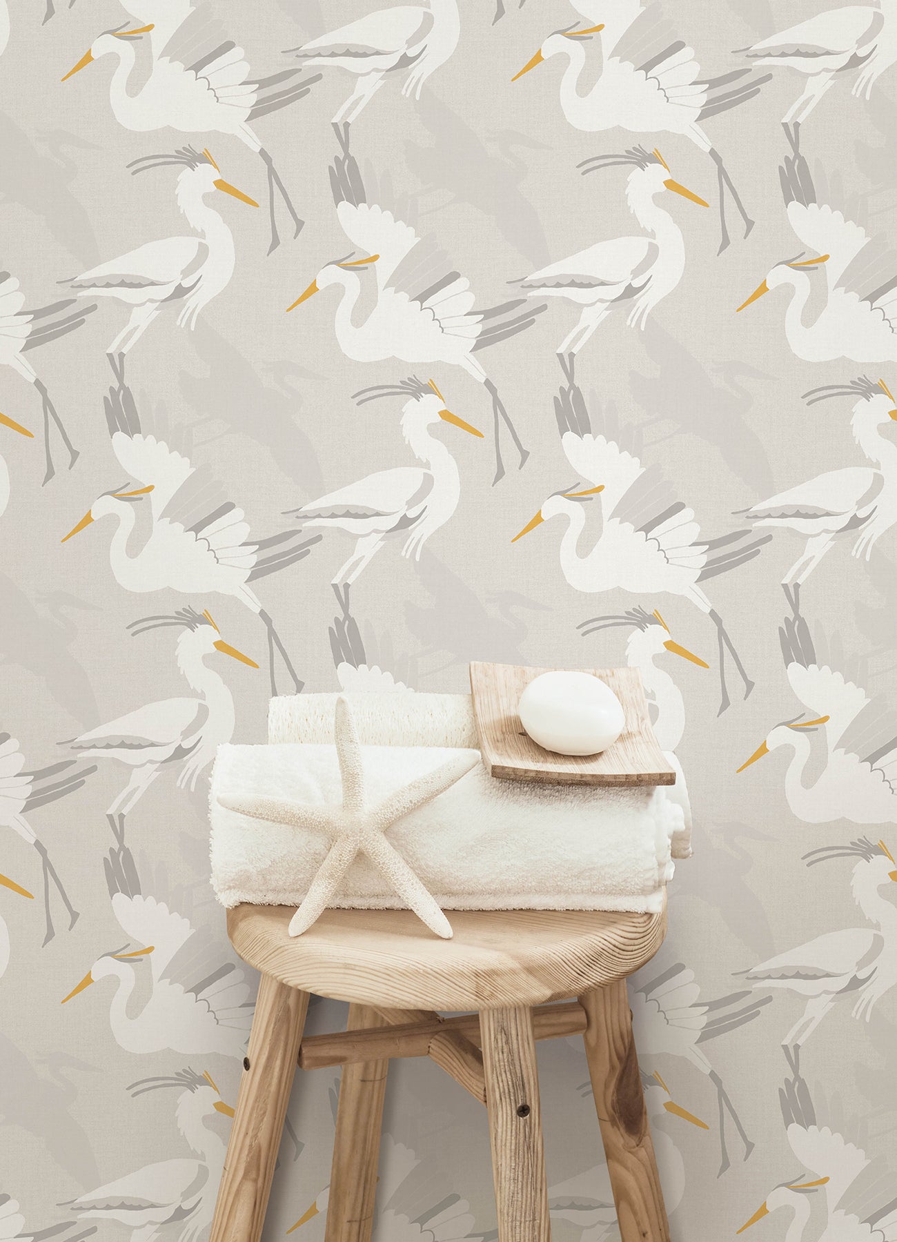 Coastal Wings P&S Wallpaper in a room setting