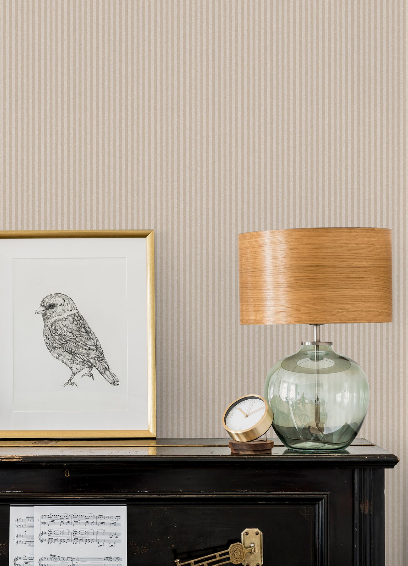 Ticking Stripe PS Wallpaper in a room setting