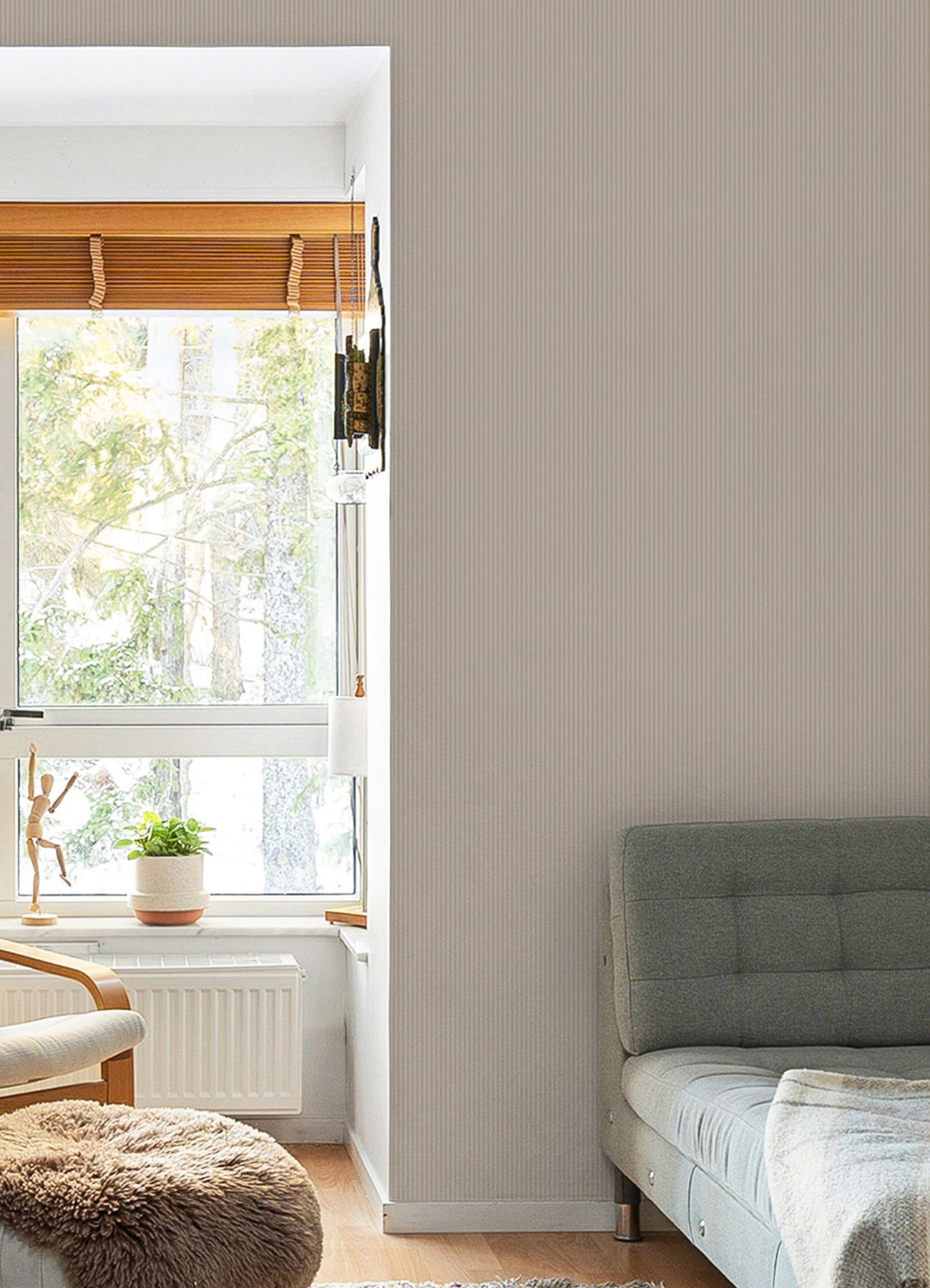 Ticking Stripe PS Wallpaper in a room setting