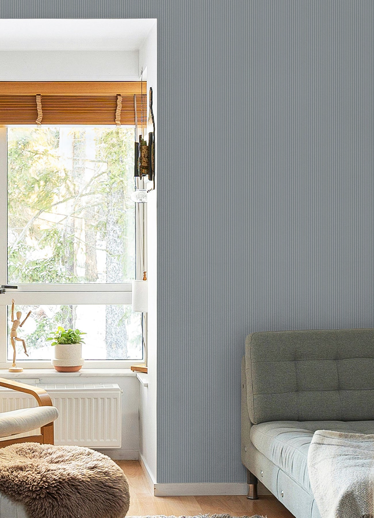 Ticking Stripe PS Wallpaper in a room setting