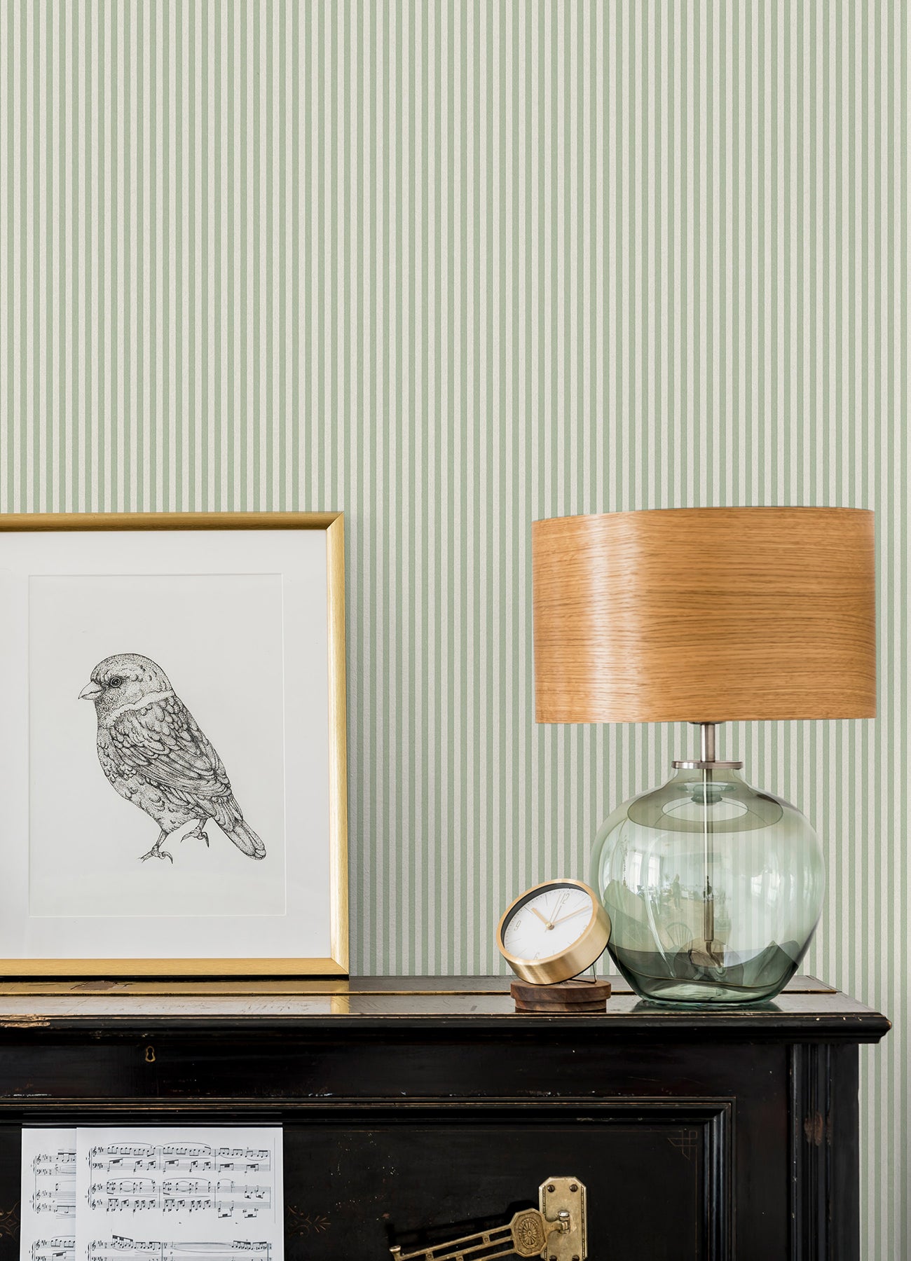 Ticking Stripe PS Wallpaper in a room setting