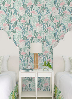 Flamingo Fun P&S Wallpaper in a room setting