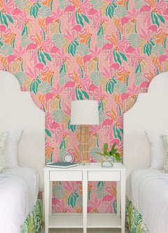 Flamingo Fun P&S Wallpaper in a room setting