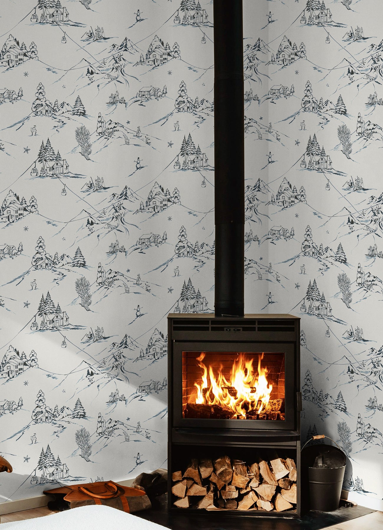 Mountain Side Peel and Stick Wallpaper in a room setting