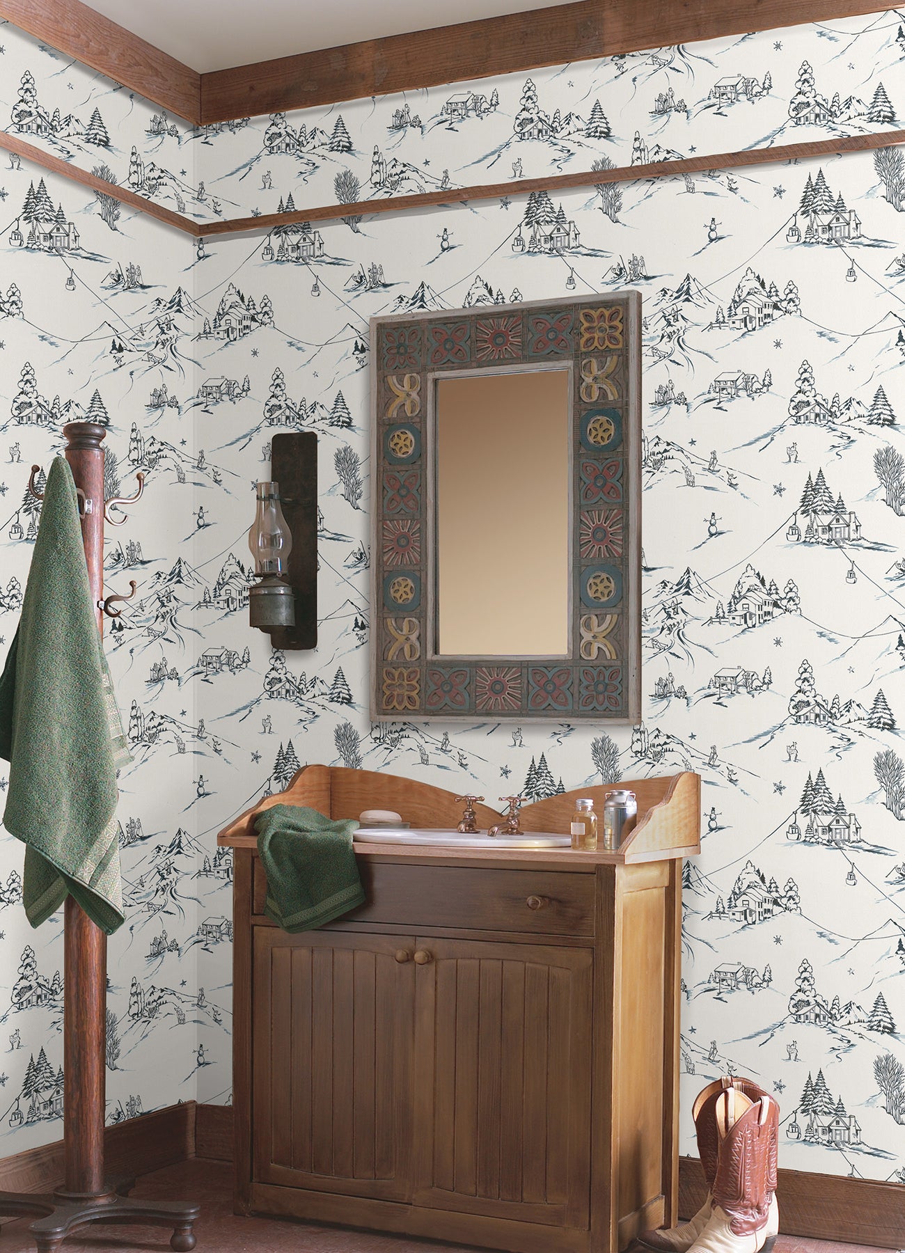 Mountain Side Peel and Stick Wallpaper in a room setting