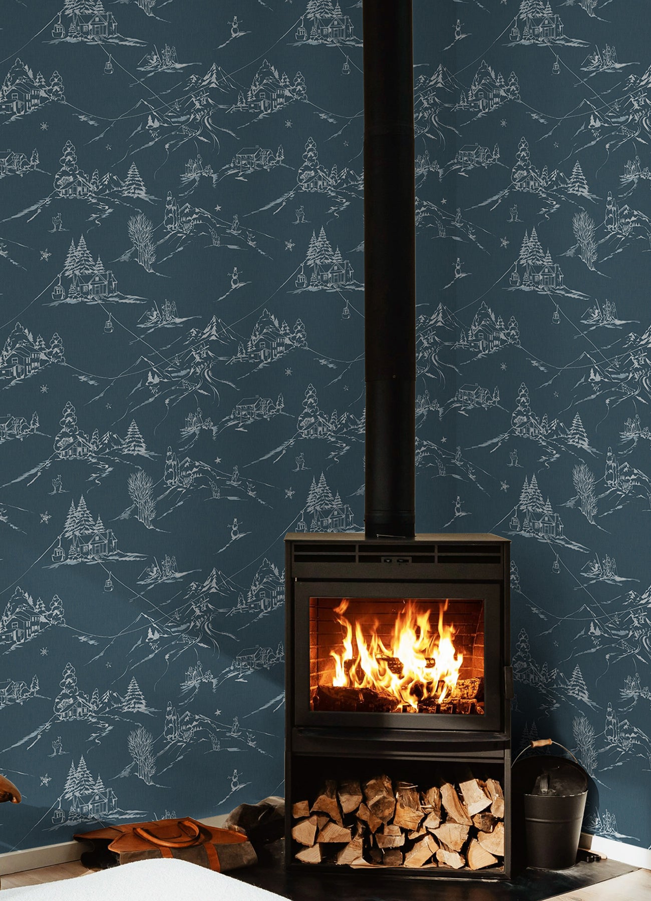 Mountain Side P&S Wallpaper in a room setting