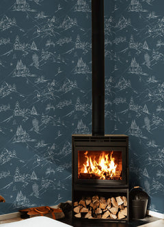 Mountain Side P&S Wallpaper in a room setting