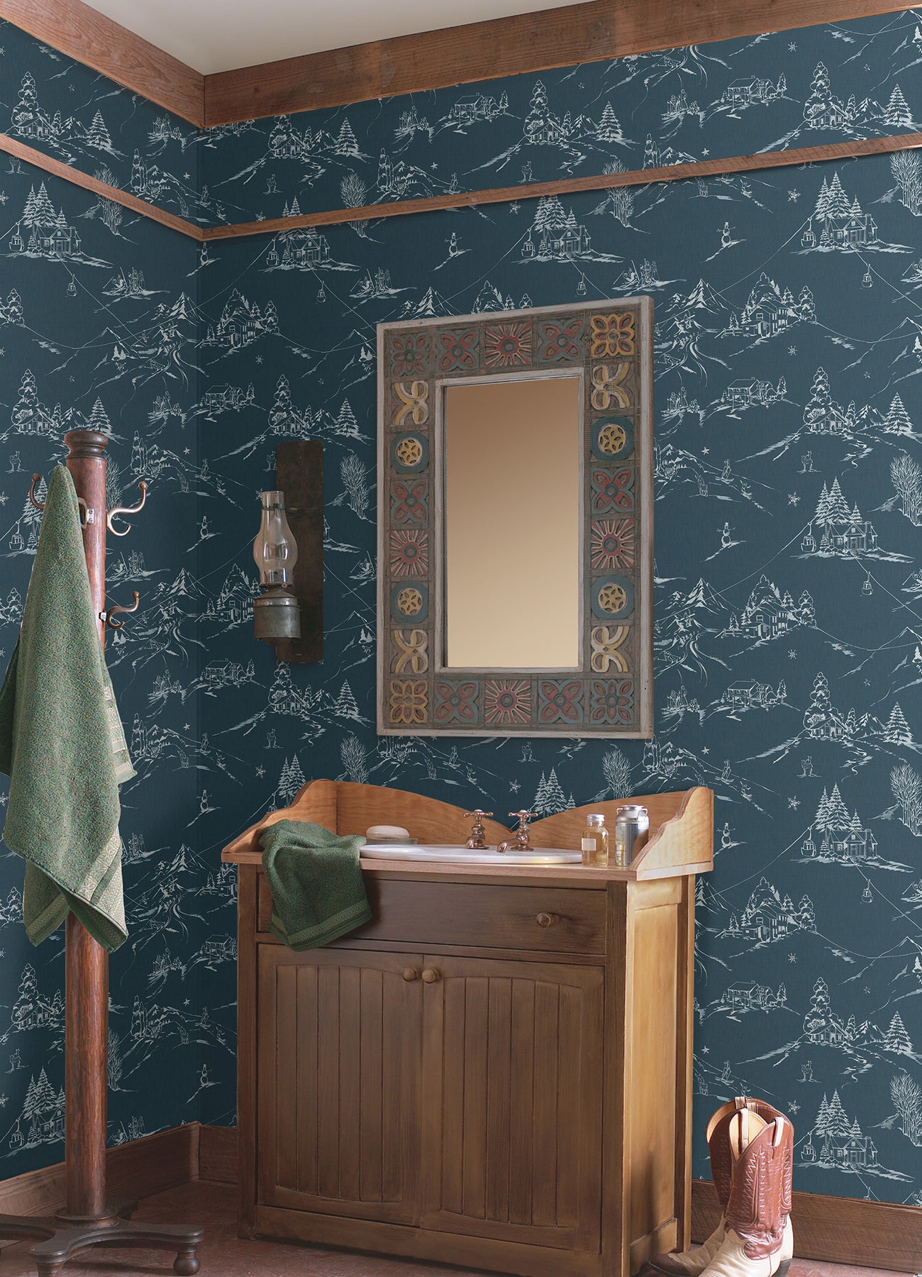 Mountain Side P&S Wallpaper in a room setting