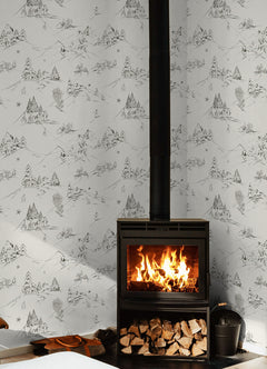 Mountain Side P&S Wallpaper in a room setting