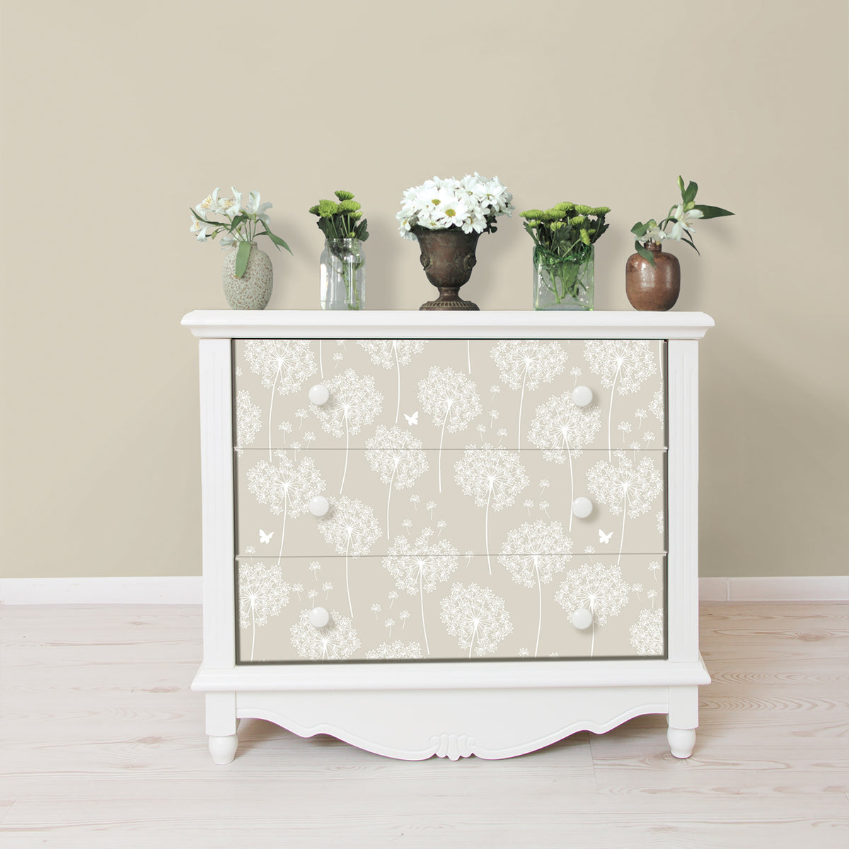 Dandelion Peel And Stick Wallpaper in a room setting