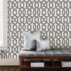 Uptown Trellis Peel And Stick Wallpaper in a room setting