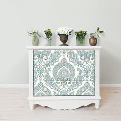 Kensington Damask Peel And Stick Wallpaper in a room setting