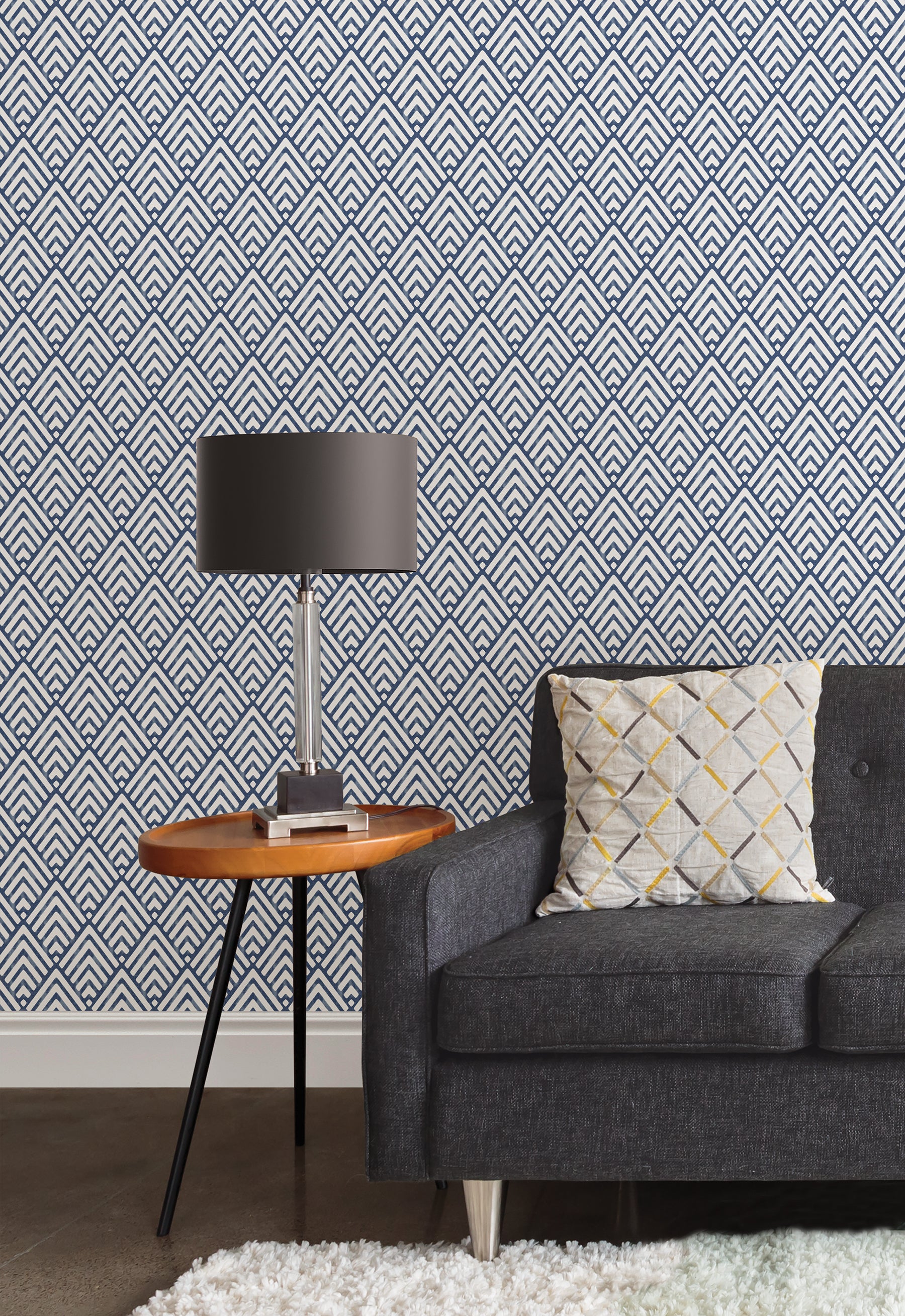 Kensington Damask Peel And Stick Wallpaper in a room setting