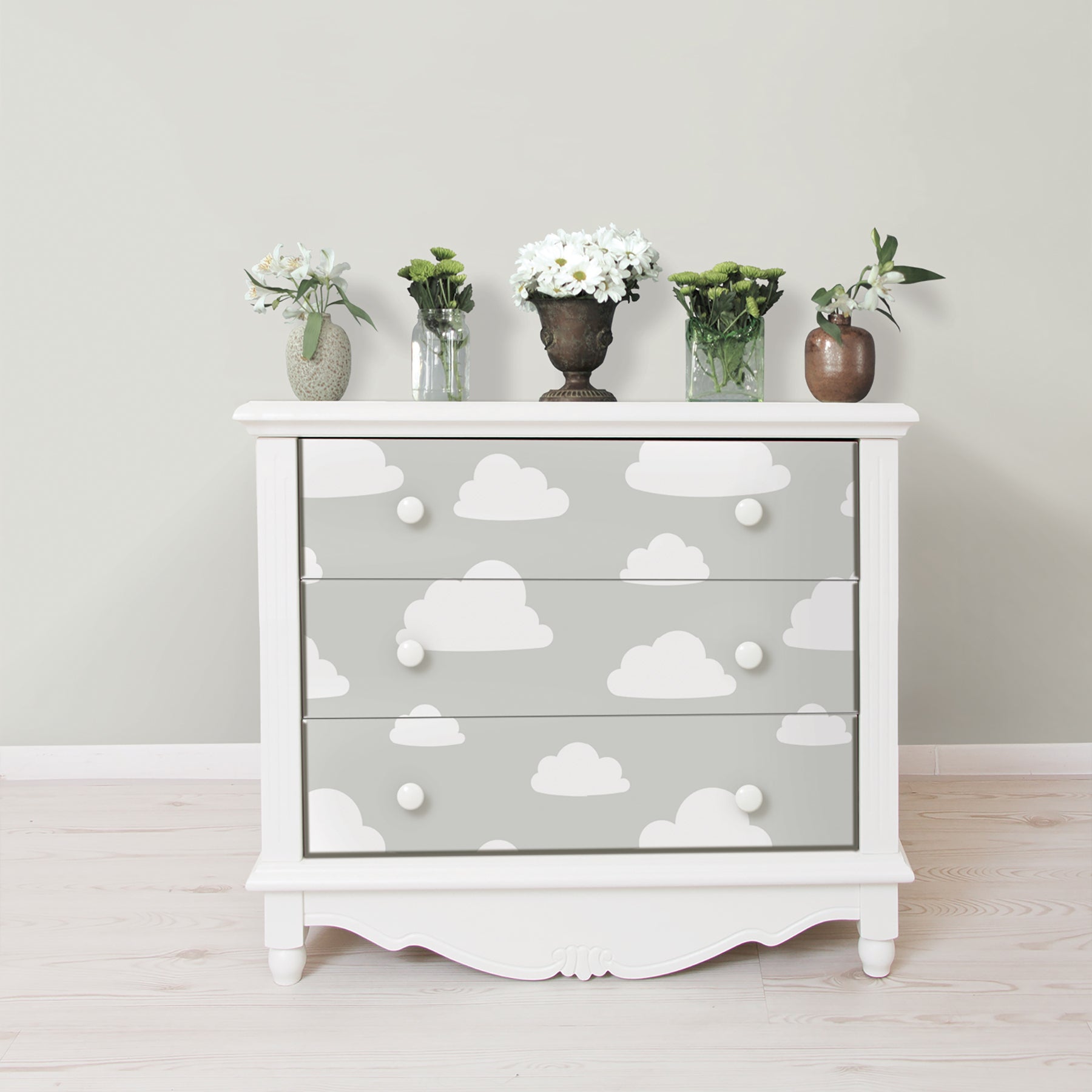 Clouds Peel And Stick Wallpaper in a room setting