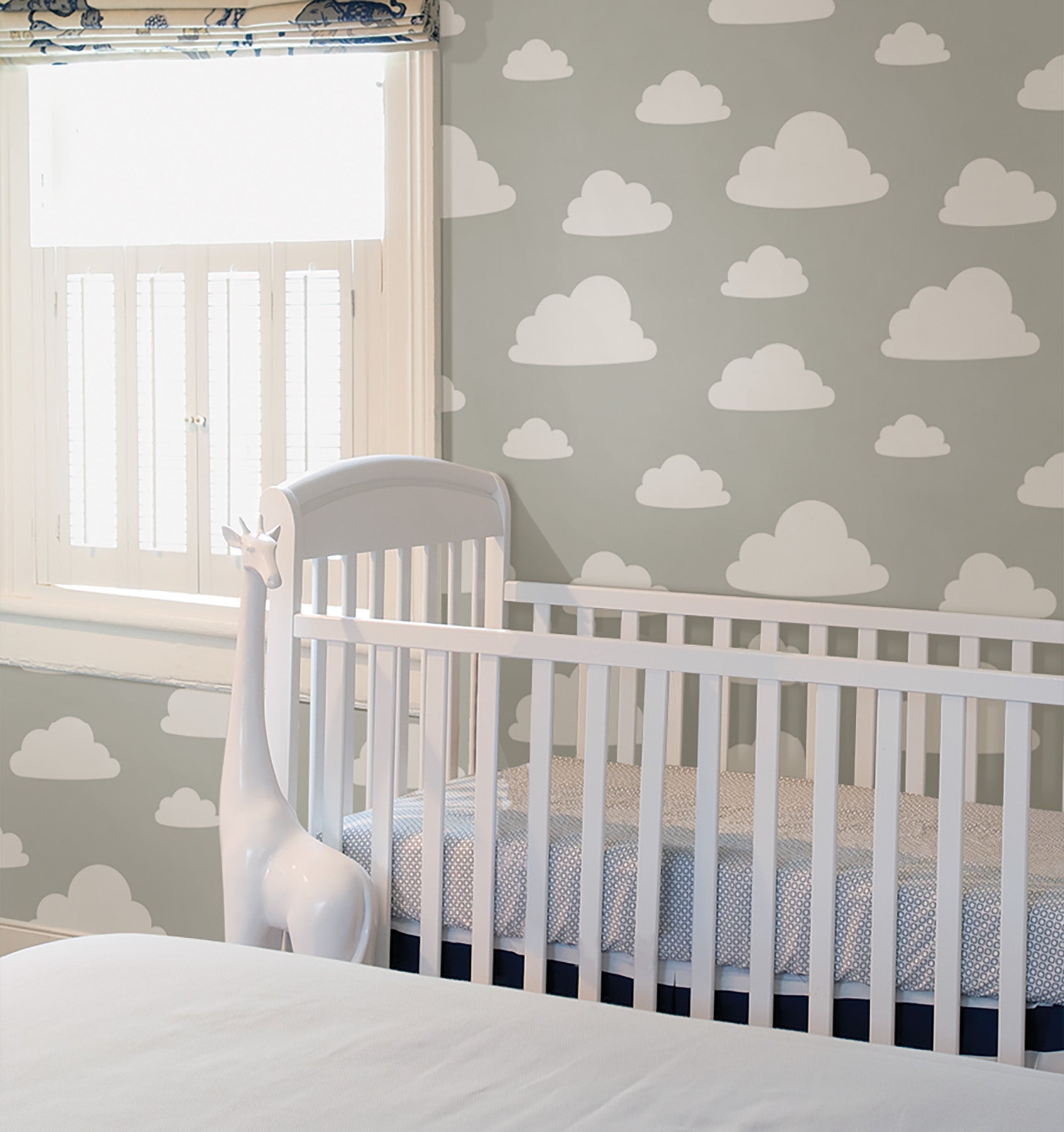 Clouds Peel And Stick Wallpaper in a room setting