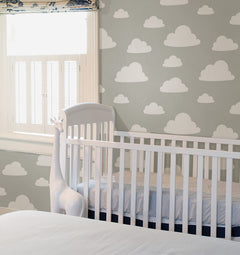 Clouds Peel And Stick Wallpaper in a room setting