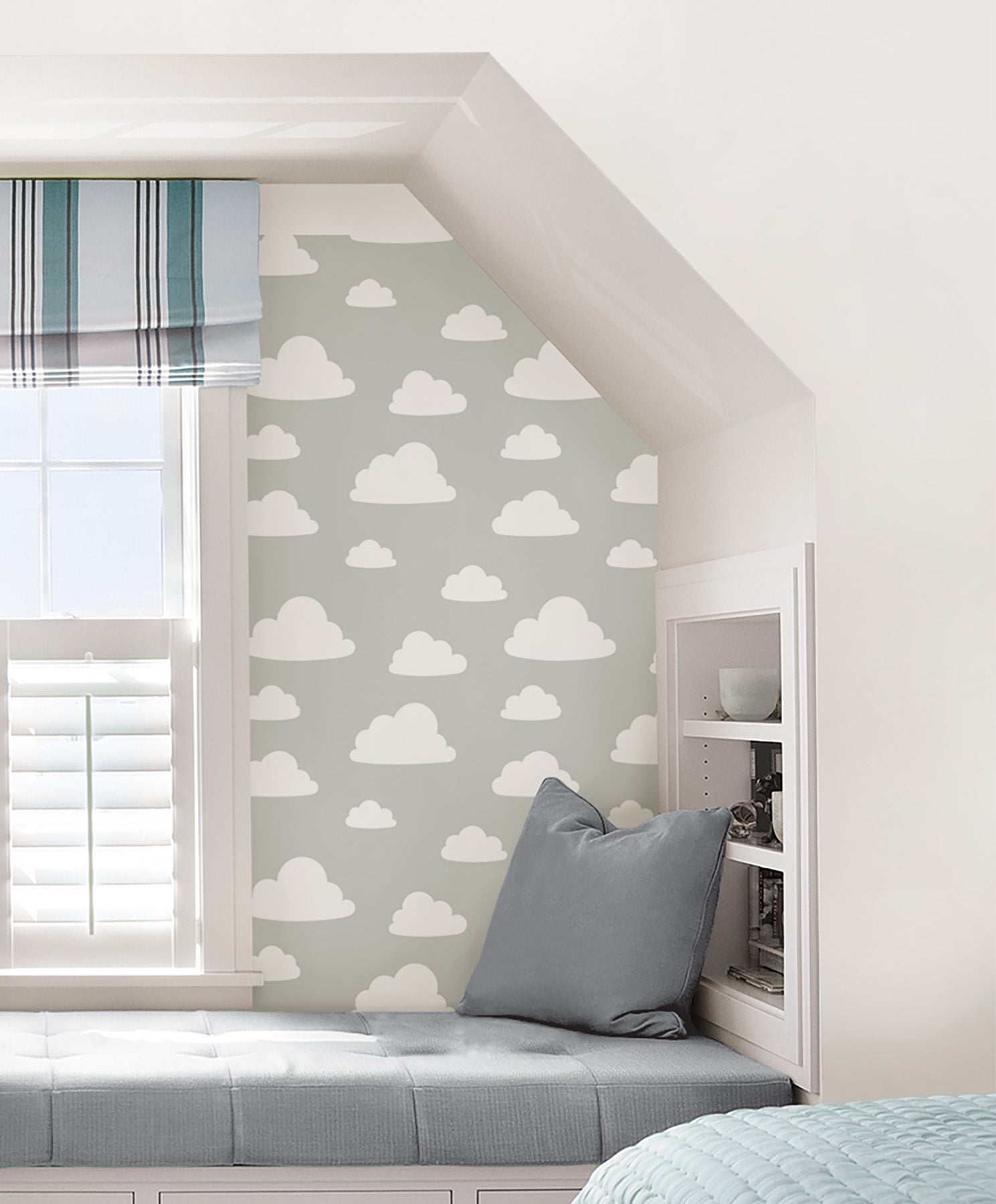 Clouds Peel And Stick Wallpaper in a room setting