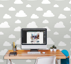 Clouds Peel And Stick Wallpaper in a room setting
