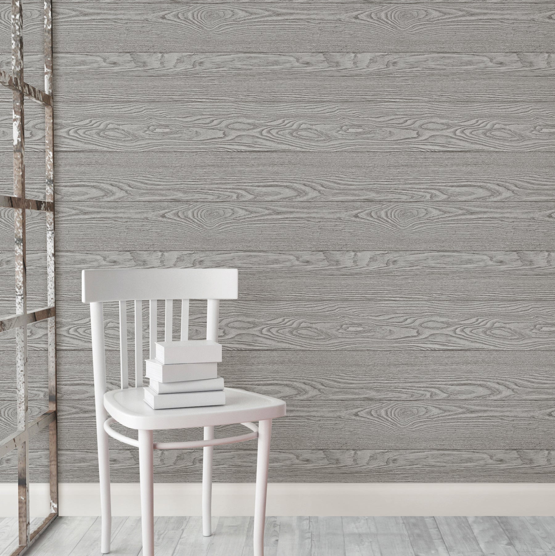 Salvaged Wood Peel And Stick Wallpaper in a room setting