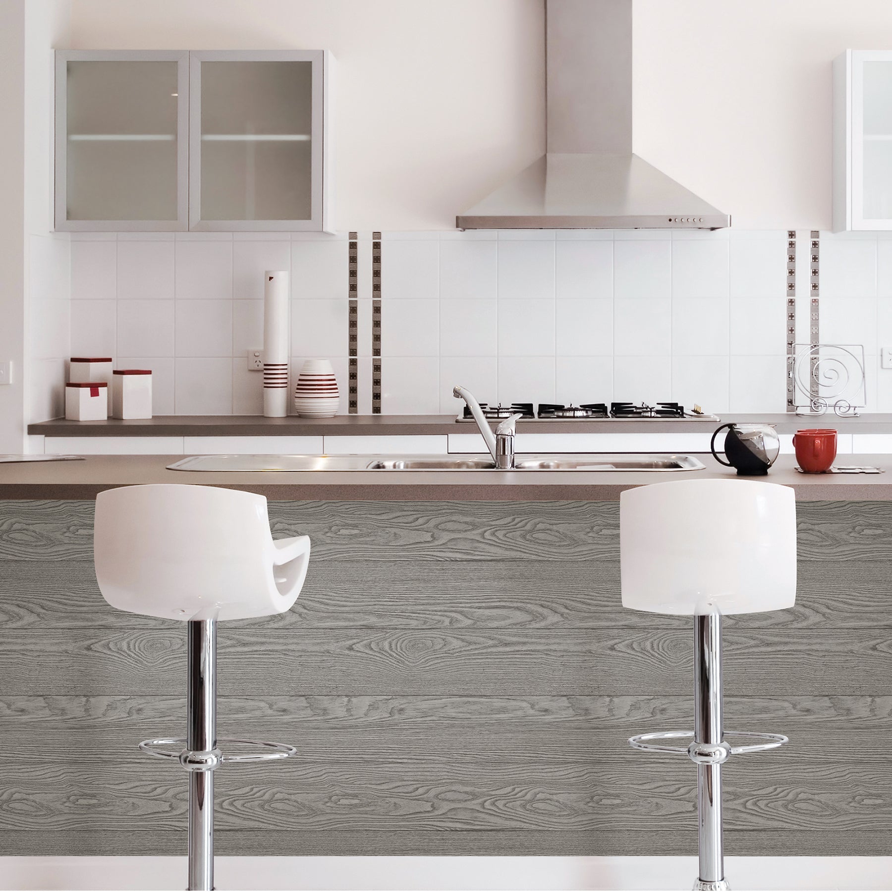 Salvaged Wood Peel And Stick Wallpaper in a room setting