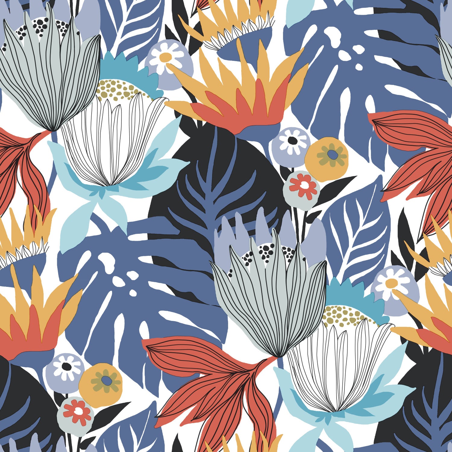 Retro Tropical Leaves P&S Wallpaper by WallPops