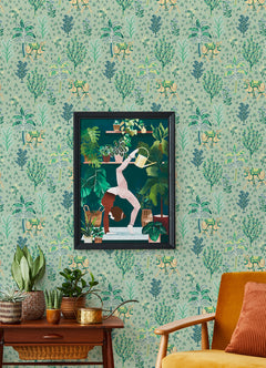 PrintFresh Camel's Courtyard Peel and Stick Wallpaper in a room setting