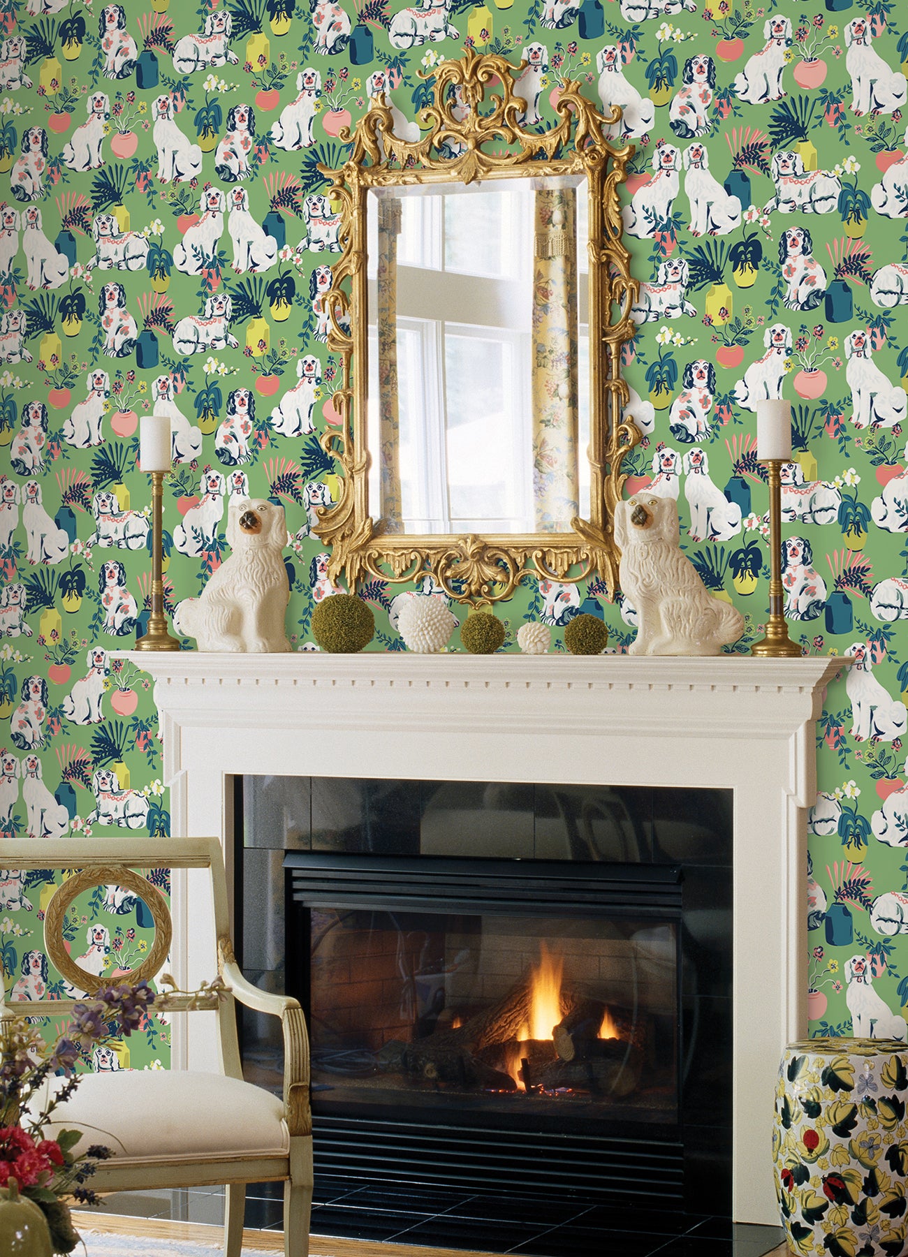 Good Dog P&S Wallpaper in a room setting