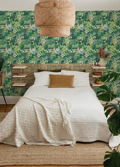 PrintFresh Tropical Oasis Peel and Stick Wallpaper in a room setting