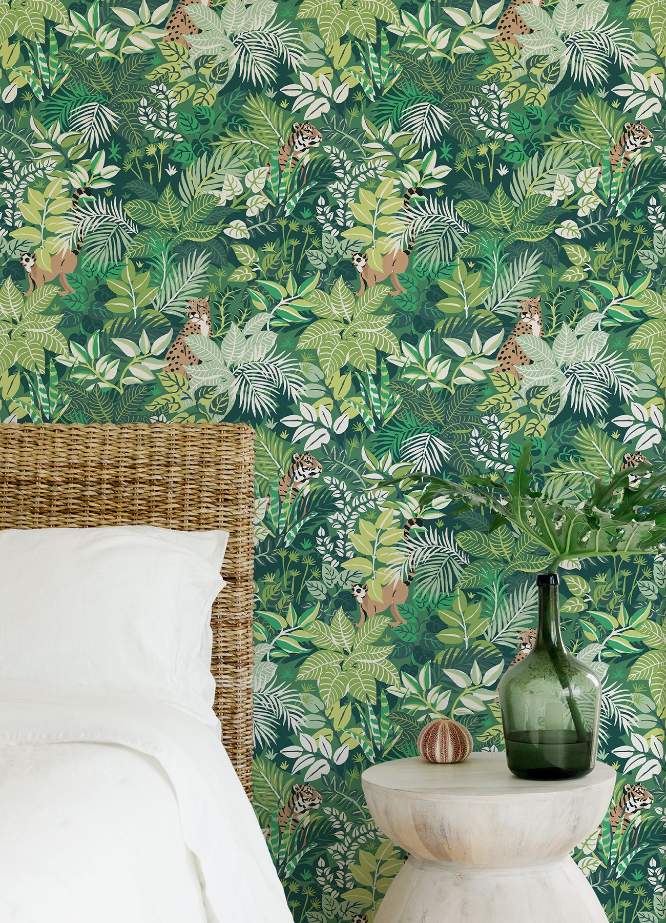 PrintFresh Tropical Oasis Peel and Stick Wallpaper in a room setting