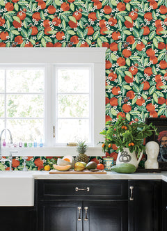 Orange Grove P&S Wallpaper in a room setting