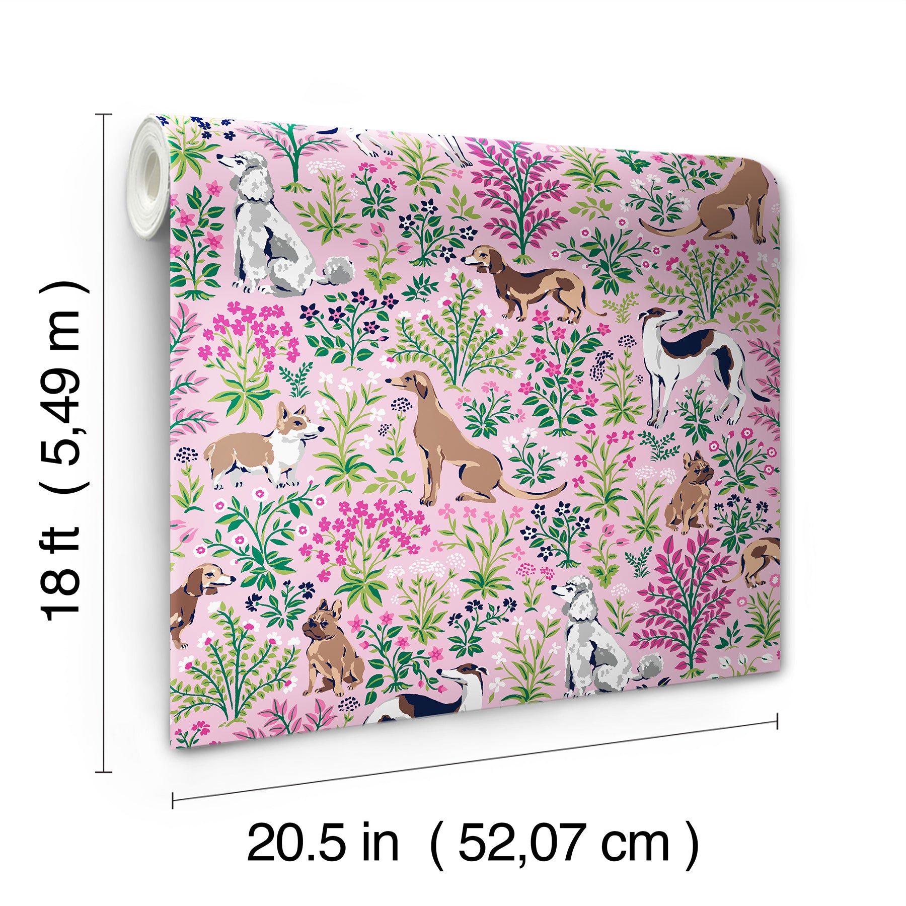 PrintFresh Must Love Dogs Peel and Stick Wallpaper - dimensions