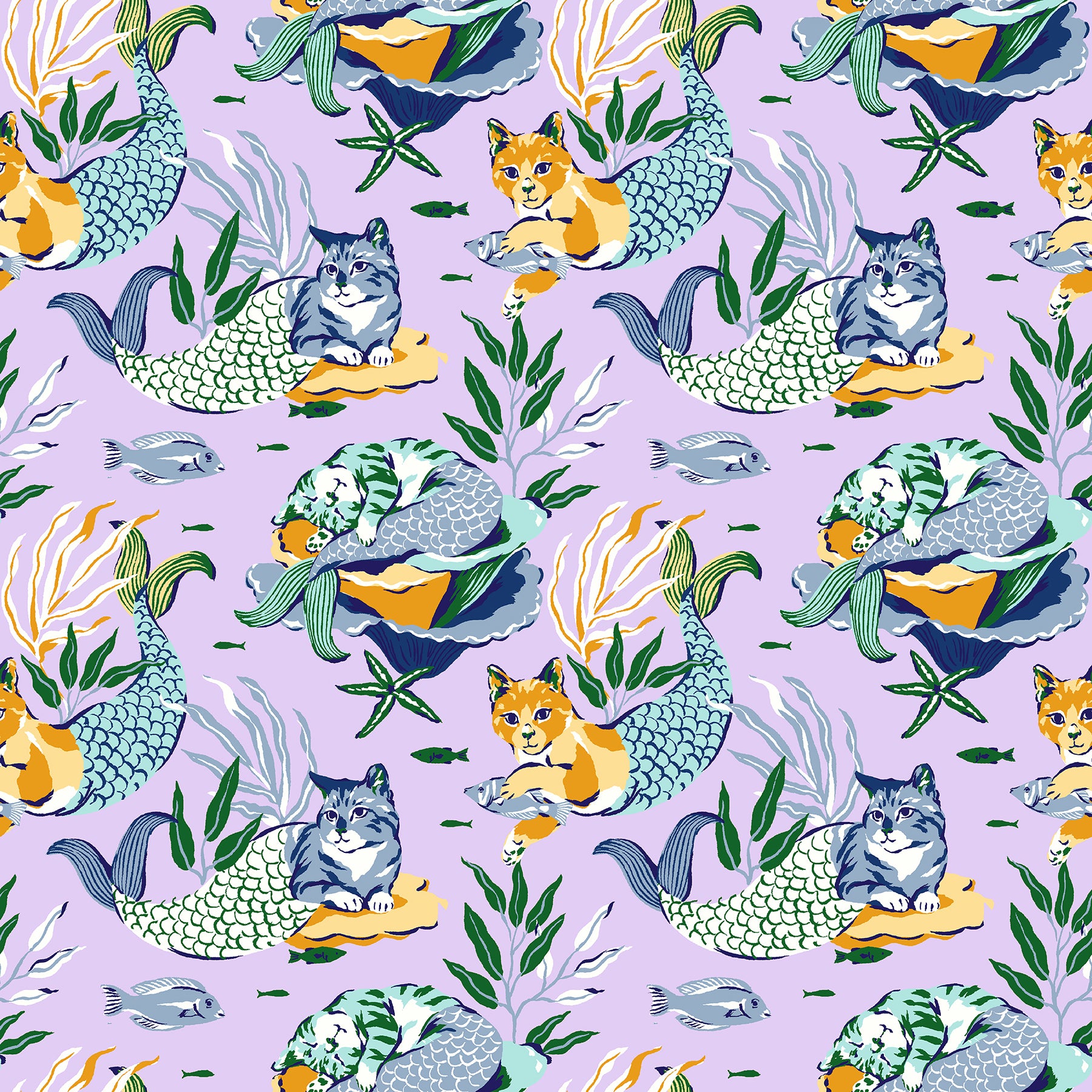 Meowing Mermaids P&S Wallpaper by WallPops