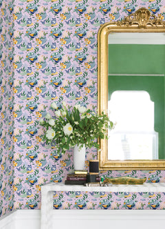 Meowing Mermaids P&S Wallpaper in a room setting