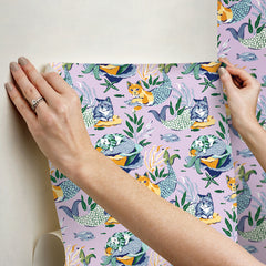 Meowing Mermaids P&S Wallpaper - how to stick